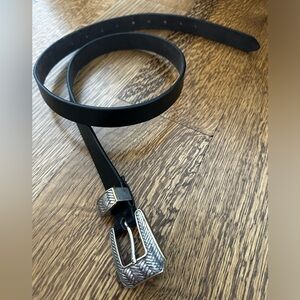 Vintage black genuine leather belt